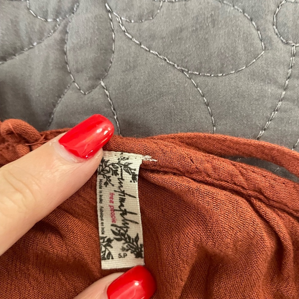 Free people Rust Embroidered Spaghetti Strap Dress - Picture 5 of 6